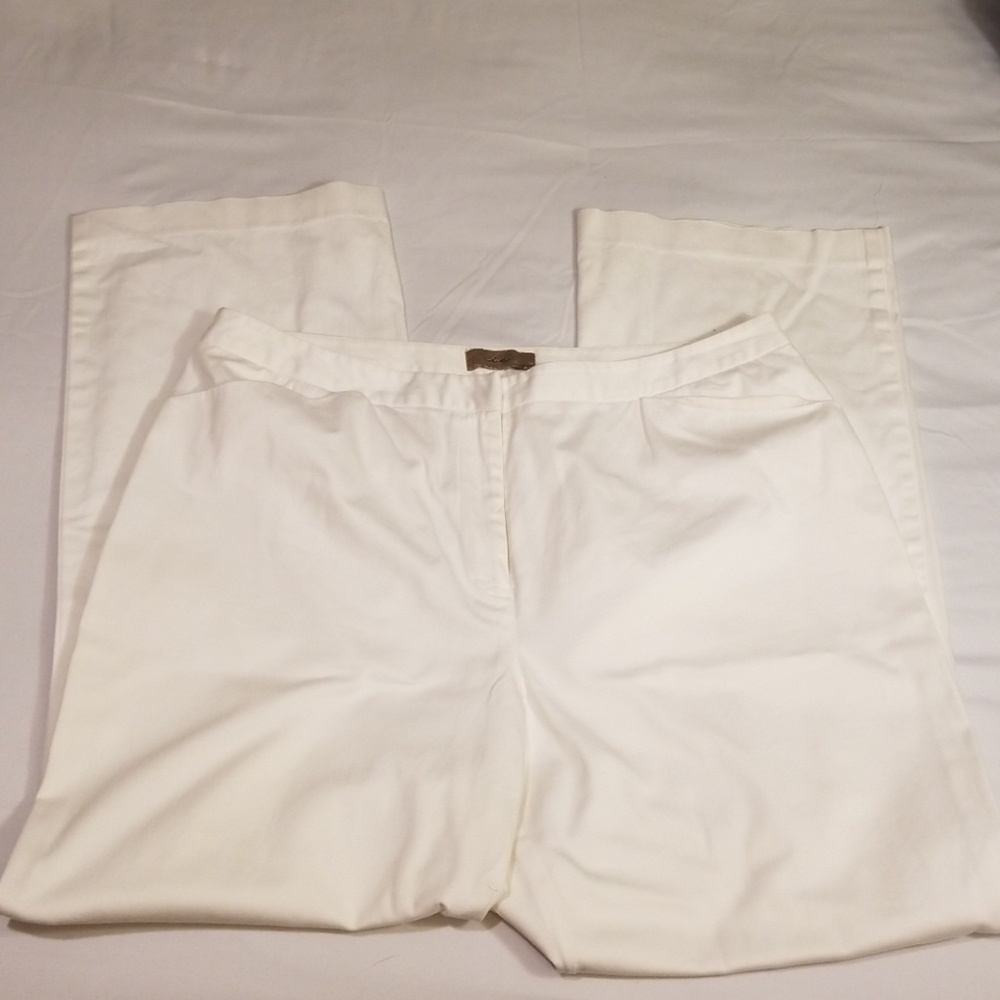 I.E. flat front white pants